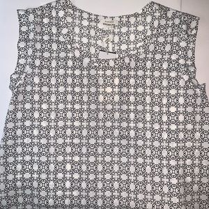 Pleione CAP Sleeve Blouse Blk/White Stamp